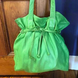 Village Tannery Green Pebbled Leather Large Tote
